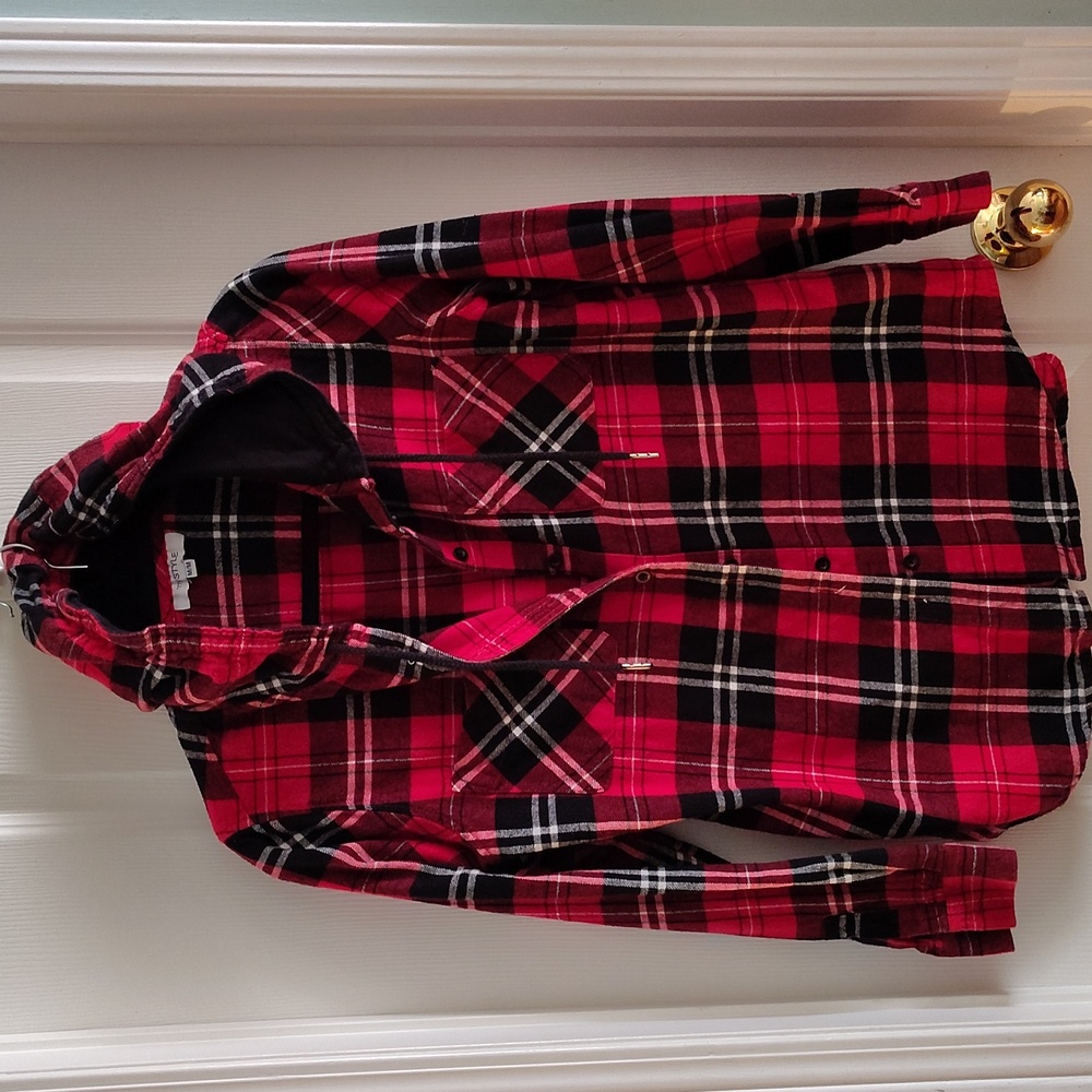 Women's Plaid Hooded Shirt